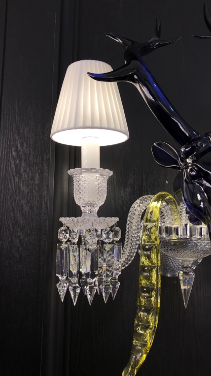 Traditional CBUorful Candle Branch Blue Deer Crystal Chandelier for Living Room/Dining Room