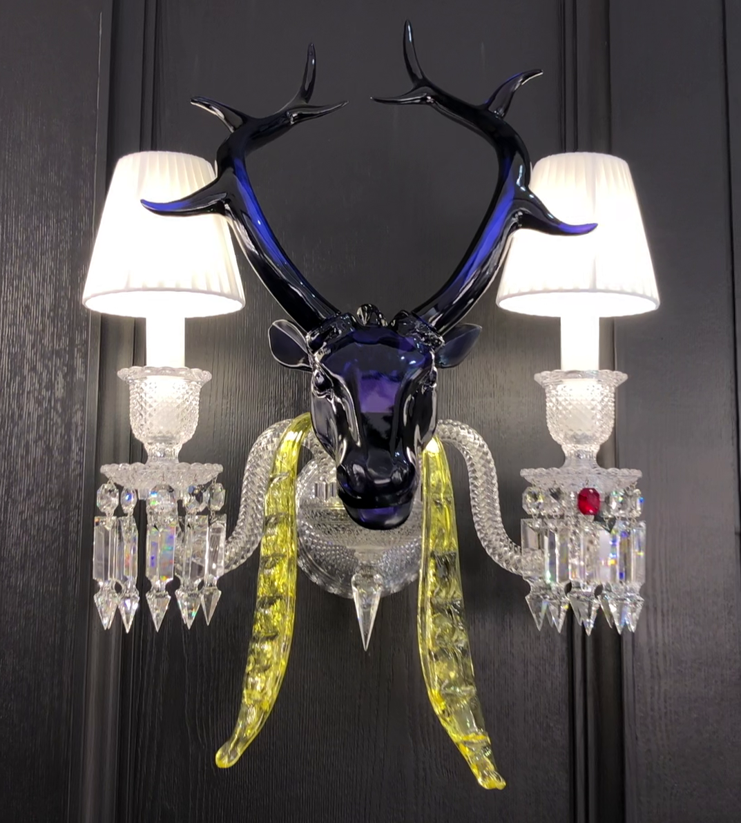 Traditional CBUorful Candle Branch Blue Deer Crystal Chandelier for Living Room/Dining Room