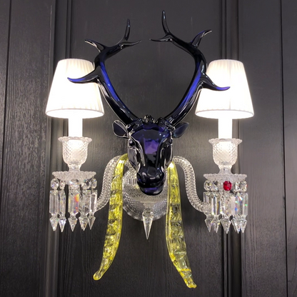 Traditional CBUorful Candle Branch Blue Deer Crystal Chandelier for Living Room/Dining Room
