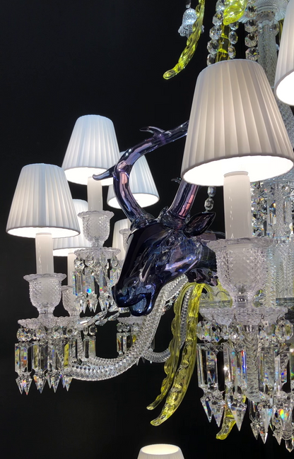 Traditional CBUorful Candle Branch Blue Deer Crystal Chandelier for Living Room/Dining Room
