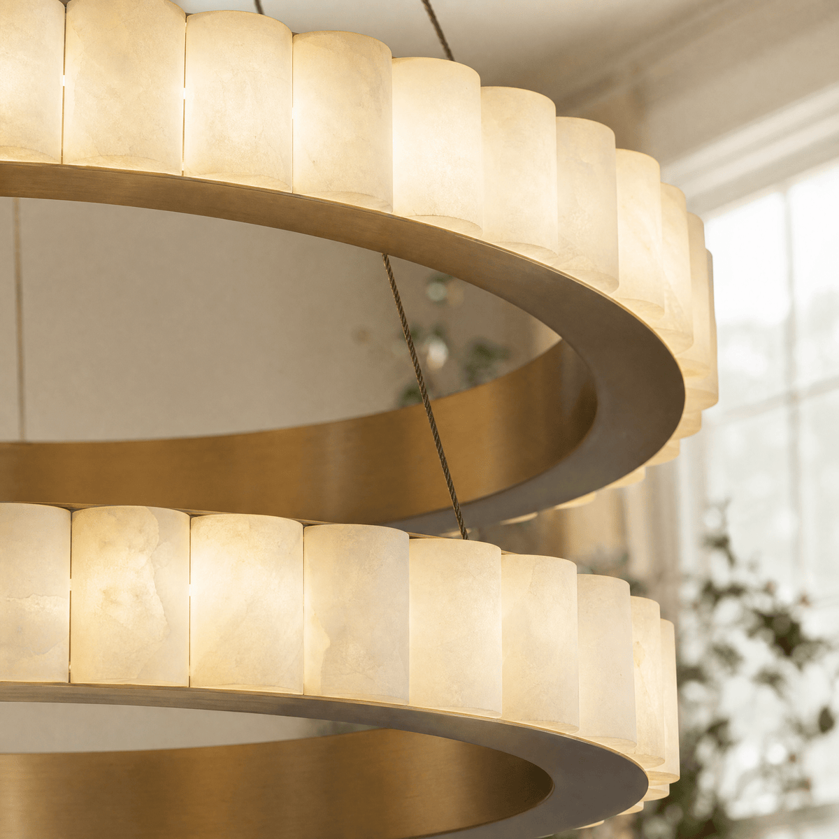Votelle Alabaster Double Ring Chandelier - D400Blushlighting