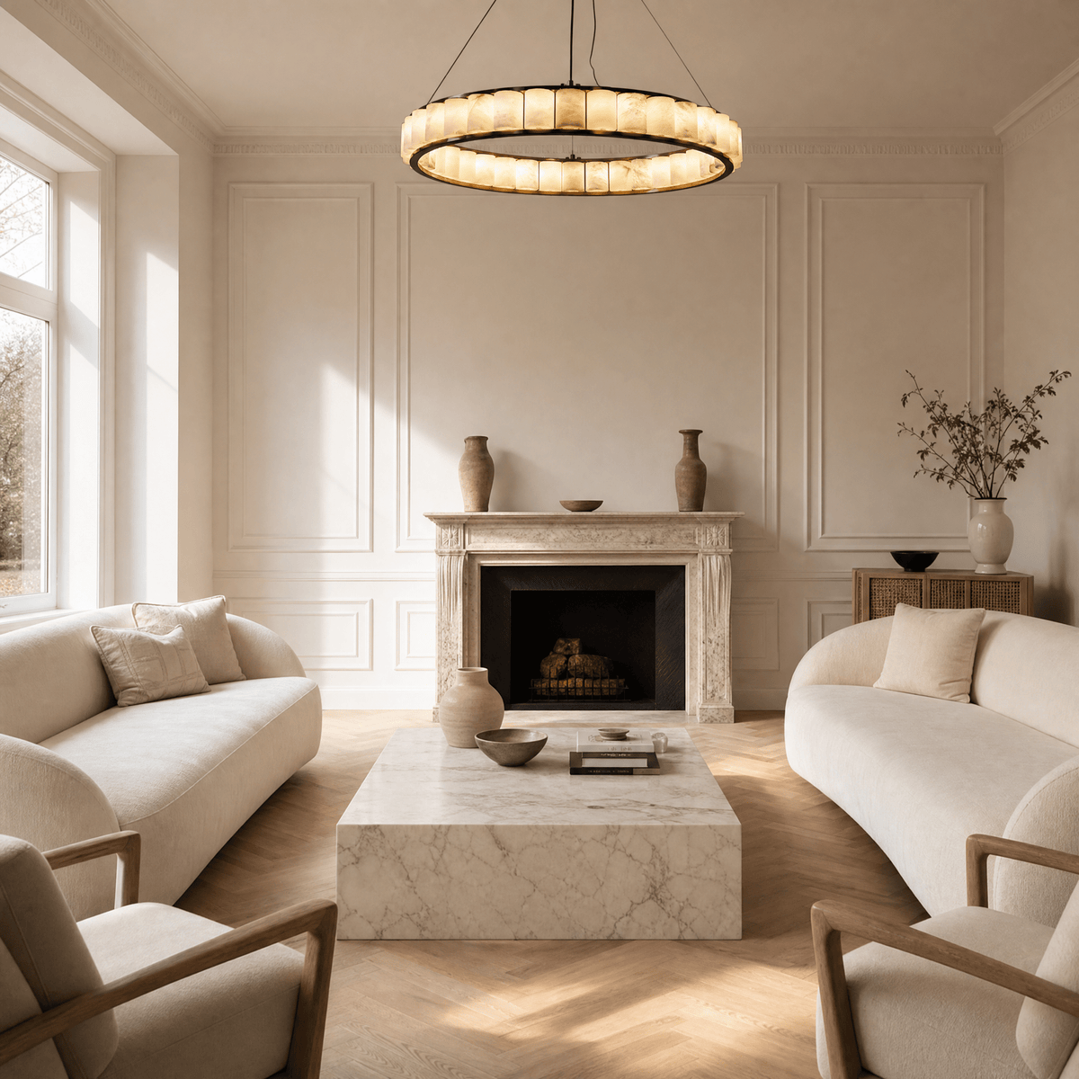 Votelle Modern Alabaster Ring Chandelier - D400×H60Blushlighting