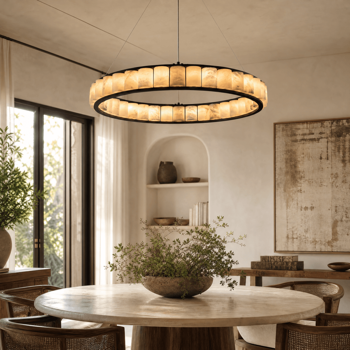 Votelle Modern Alabaster Ring Chandelier - D400×H60Blushlighting