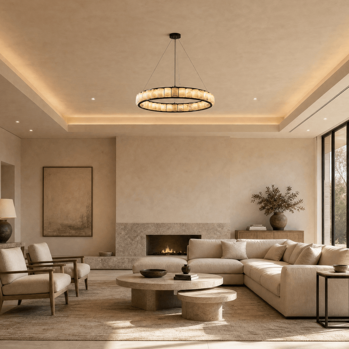 Votelle Modern Alabaster Ring Chandelier - D400×H60Blushlighting