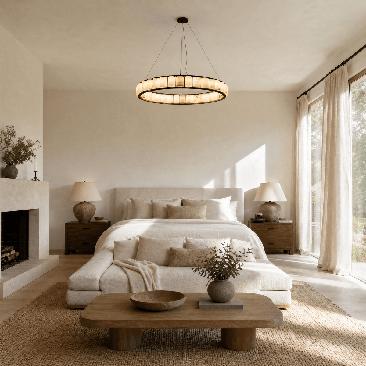 Votelle Modern Alabaster Ring Chandelier - D400×H60Blushlighting