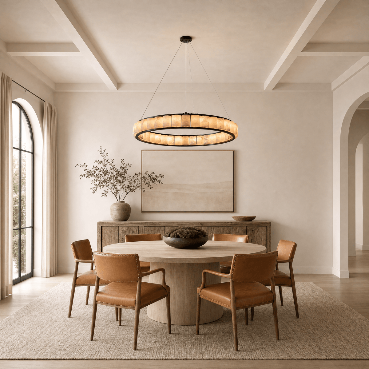Votelle Modern Alabaster Ring Chandelier - D400×H60Blushlighting