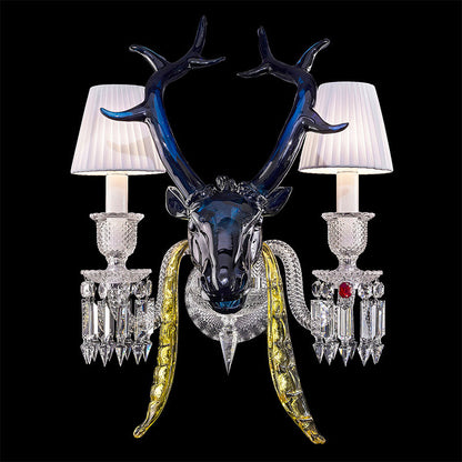 Traditional CBUorful Candle Branch Blue Deer Crystal Chandelier for Living Room/Dining Room