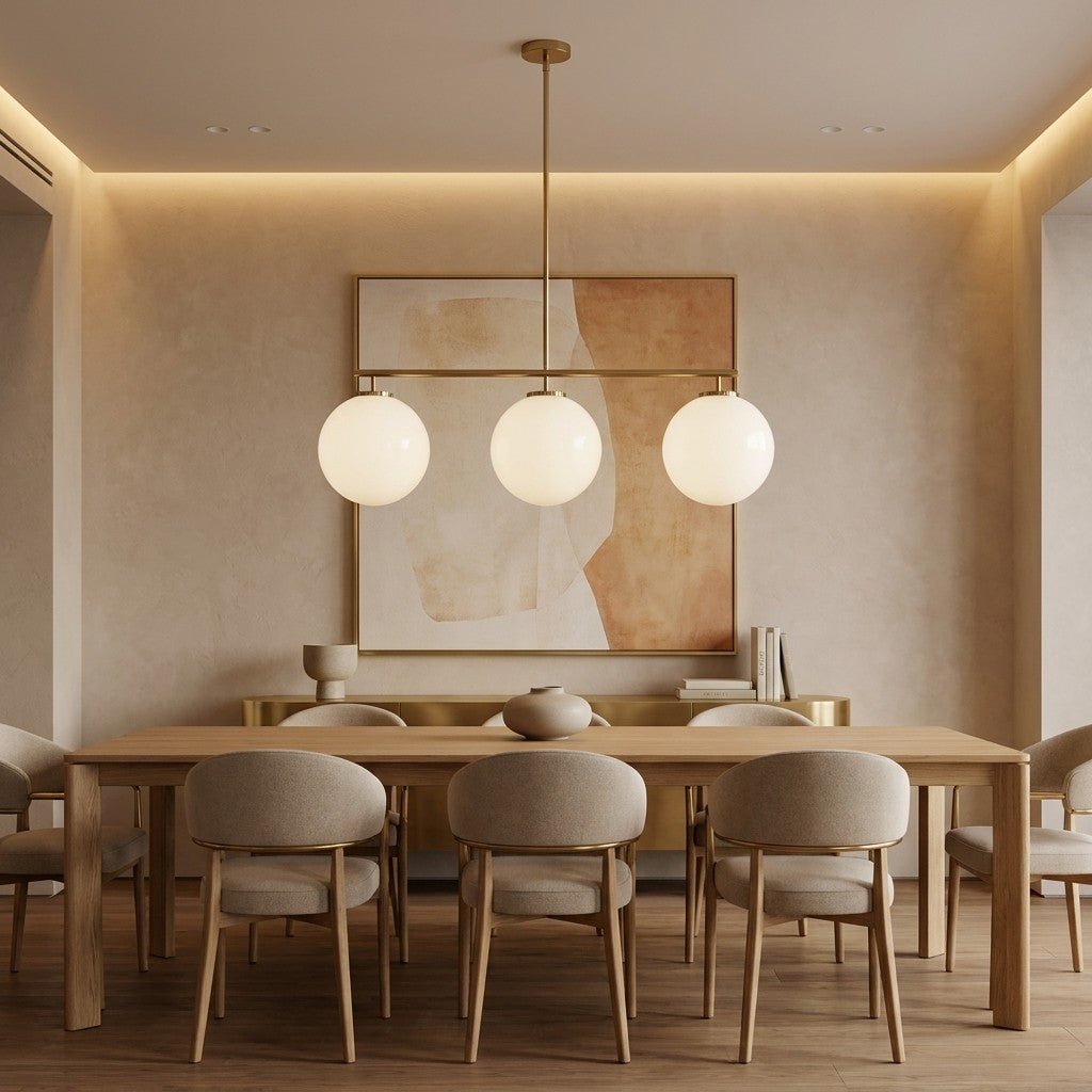 Wescott Linear Globe Chandelier - BrassMilkBlushlighting