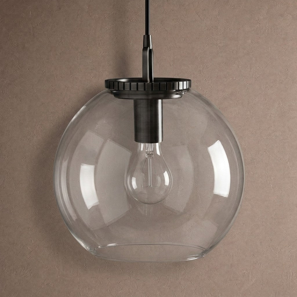 Wescotte Globe Pendant with Chain - BLACKCLEARLARGEBlushlighting