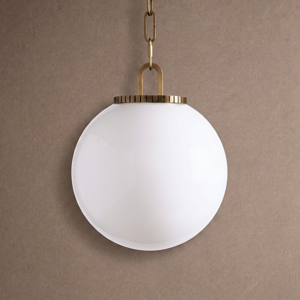 Wescotte Globe Pendant with Chain - BRASSMILKSMALLBlushlighting