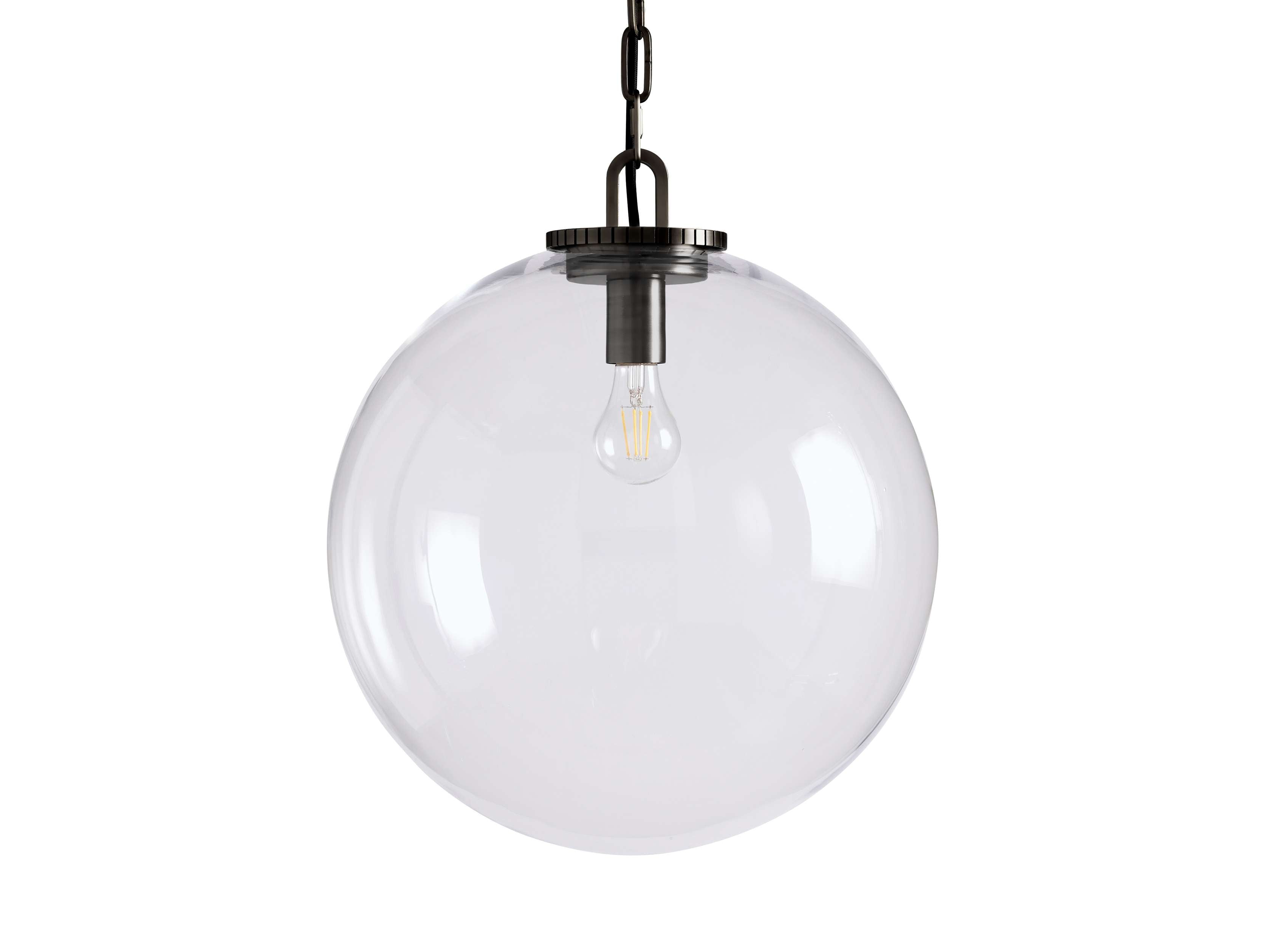 Wescotte Globe Pendant with Chain - BLACKCLEARLARGEBlushlighting
