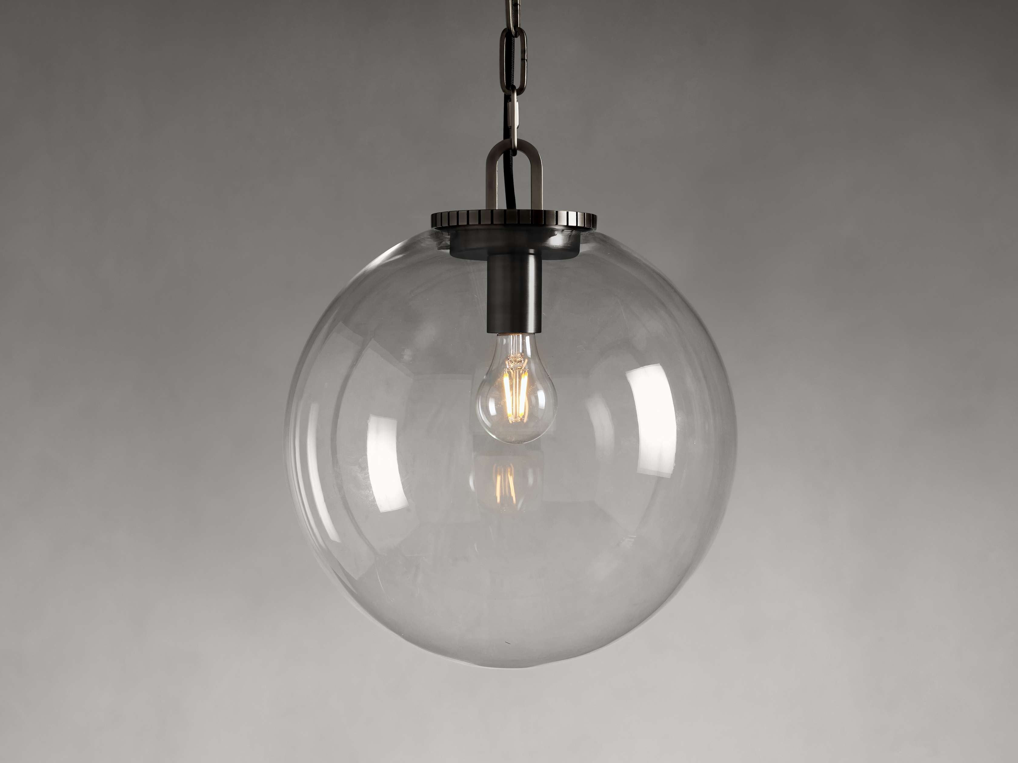 Wescotte Globe Pendant with Chain - BLACKCLEARMEDIUMBlushlighting