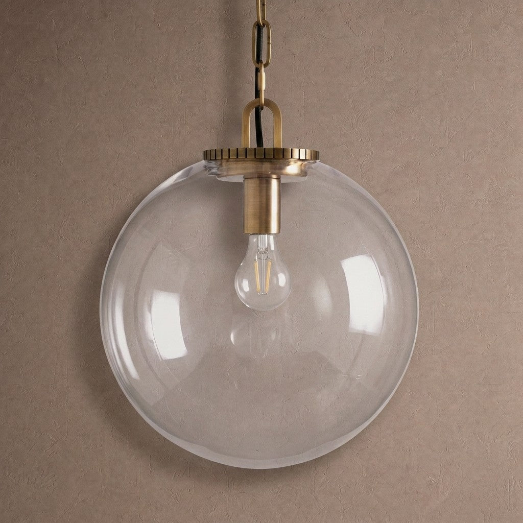 Wescotte Globe Pendant with Chain - BRASSCLEARLARGEBlushlighting