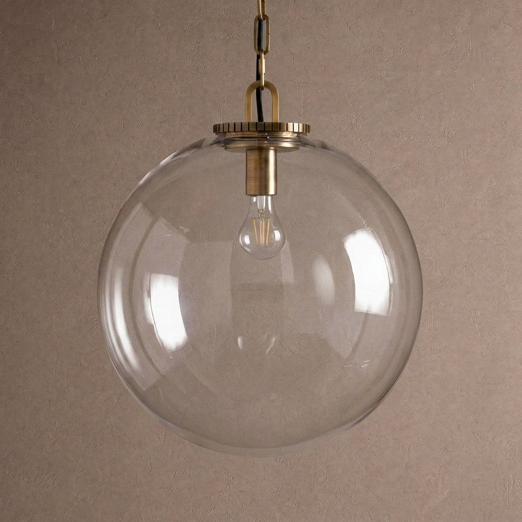 Wescotte Globe Pendant with Chain - BRASSCLEARLARGEBlushlighting