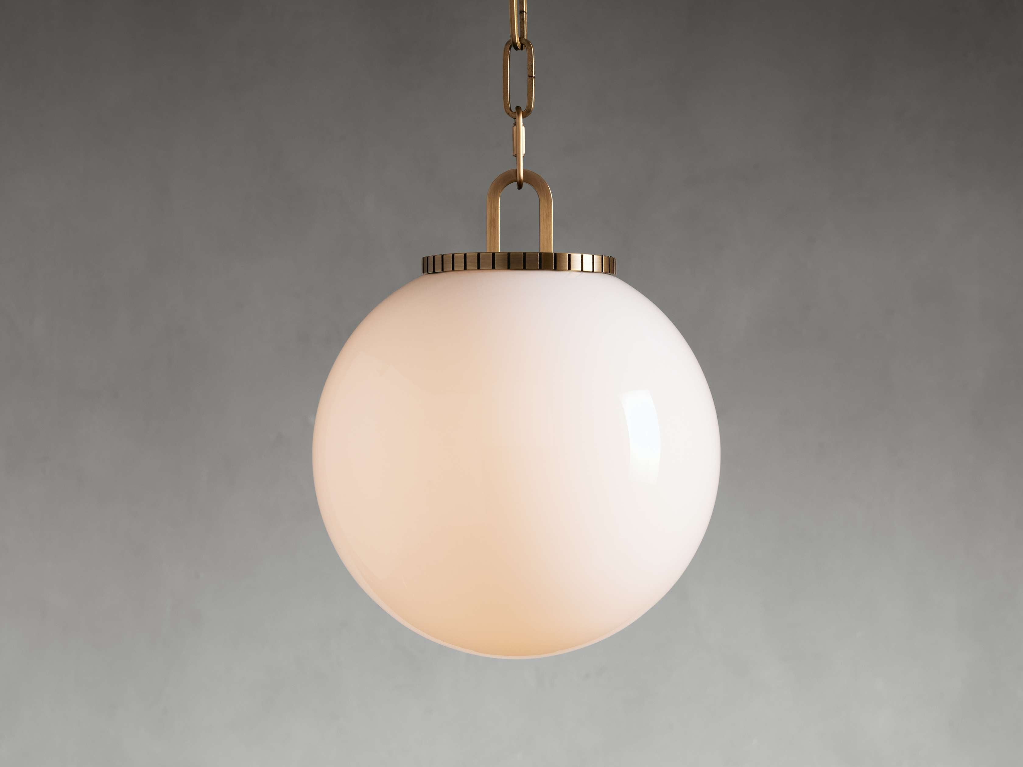 Wescotte Globe Pendant with Chain - BRASSMILKSMALLBlushlighting