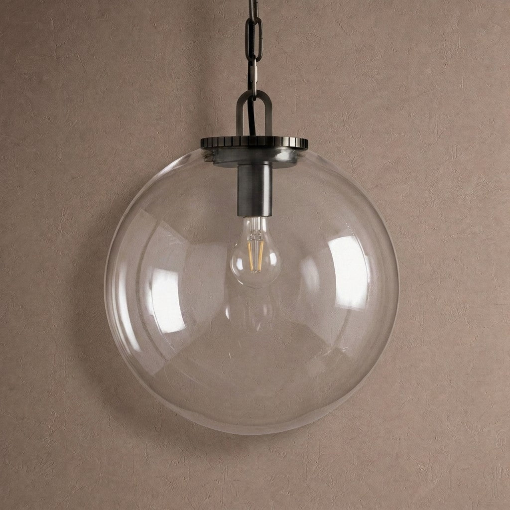 Wescotte Globe Pendant with Chain - BLACKCLEARMEDIUMBlushlighting