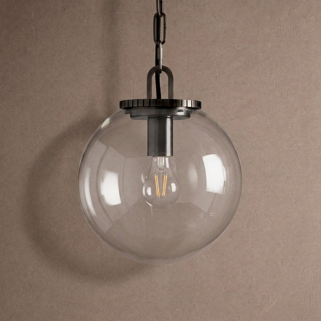 Wescotte Globe Pendant with Chain - BLACKCLEARSMALLBlushlighting
