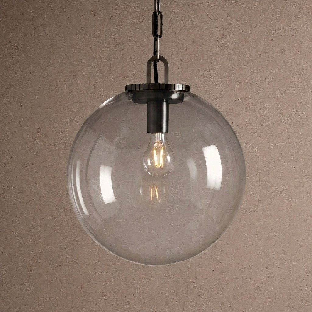 Wescotte Globe Pendant with Chain - BLACKCLEARMEDIUMBlushlighting