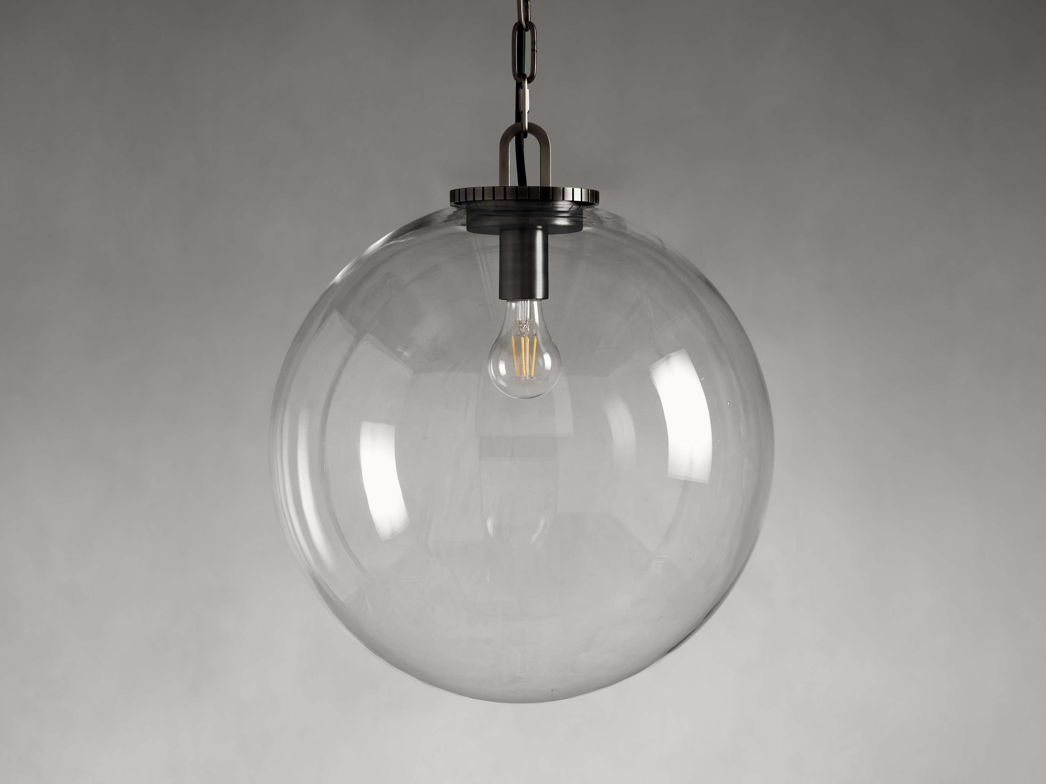 Wescotte Globe Pendant with Chain - BLACKCLEARLARGEBlushlighting