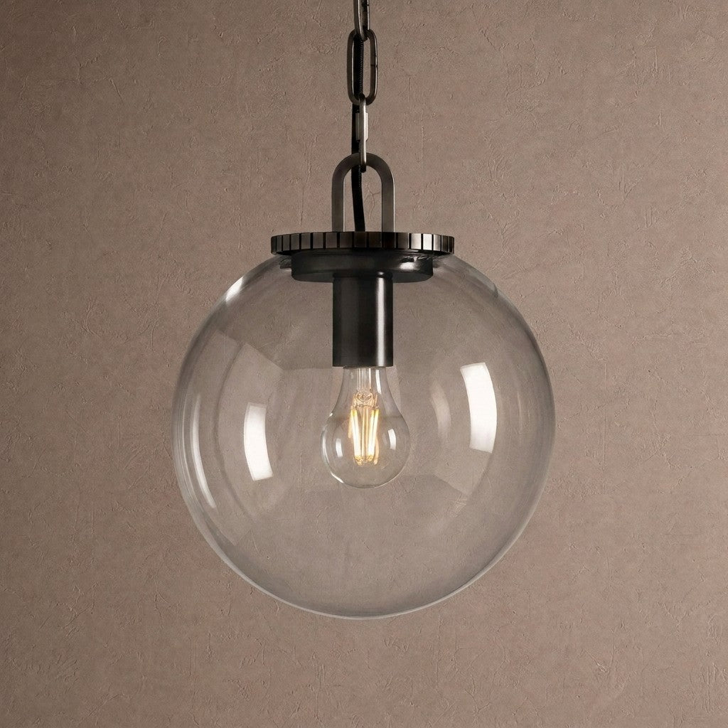 Wescotte Globe Pendant with Chain - BLACKCLEARSMALLBlushlighting