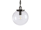 Wescotte Globe Pendant with Chain - BLACKCLEARSMALLBlushlighting