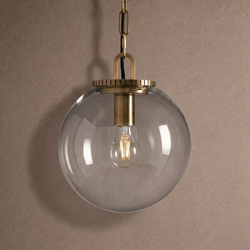 Wescotte Globe Pendant with Chain - BRASSCLEARSMALLBlushlighting