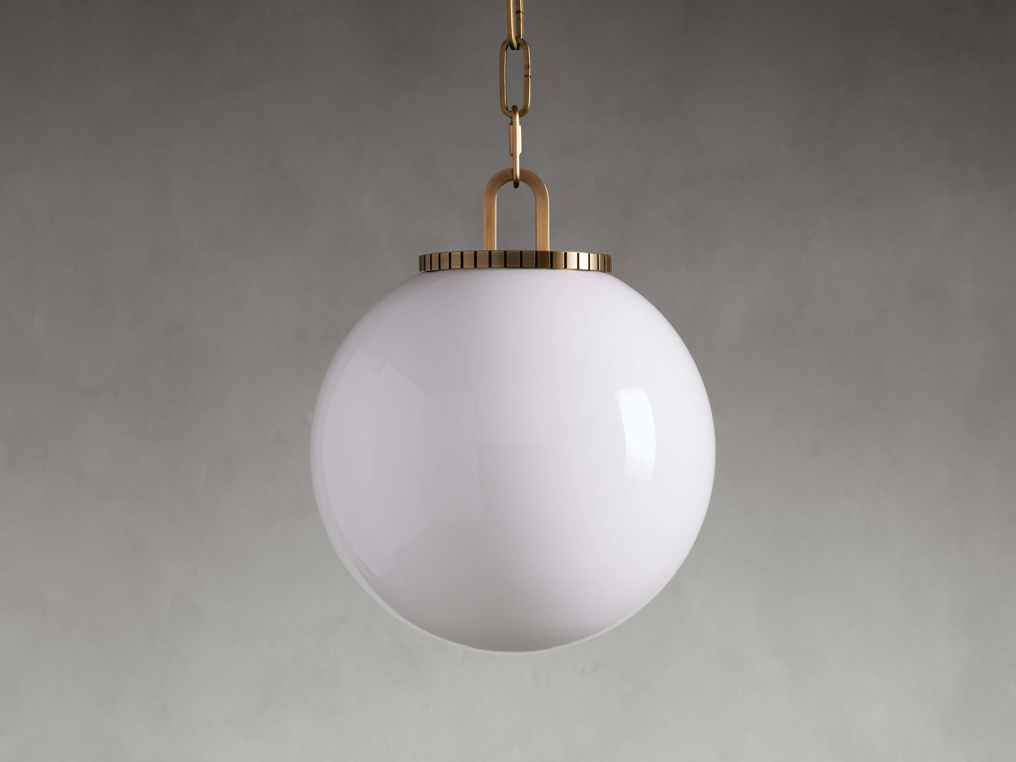 Wescotte Globe Pendant with Chain - BRASSMILKSMALLBlushlighting