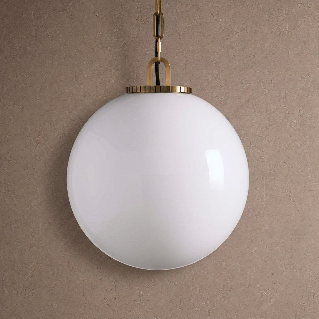 Wescotte Globe Pendant with Chain - BRASSMILKMEDIUMBlushlighting