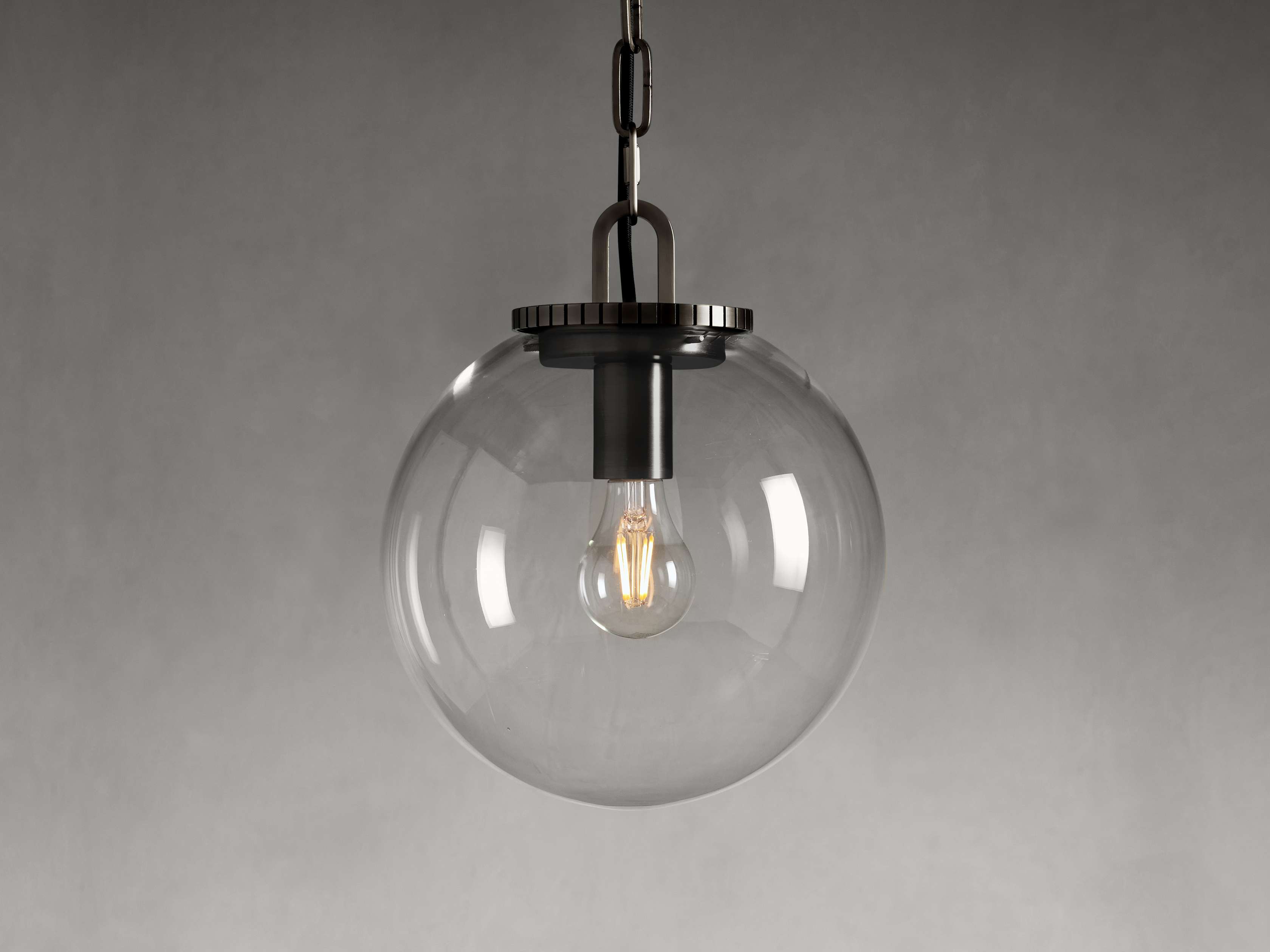 Wescotte Globe Pendant with Chain - BLACKCLEARSMALLBlushlighting