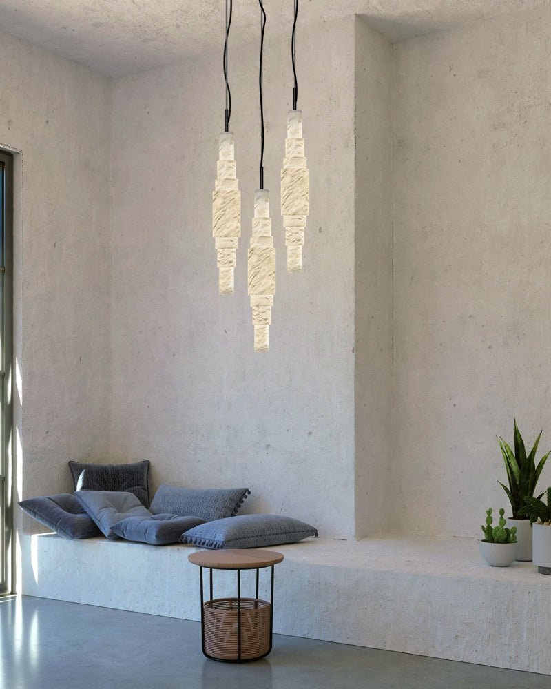 White Alabaster Cluster Pendant Lamp 3-lights for kitchen Island - 1-LightWhiteBlushlighting