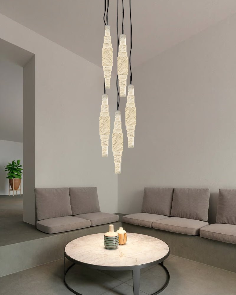 White Alabaster Cluster Pendant Lamp 3-lights for kitchen Island - 1-LightWhiteBlushlighting