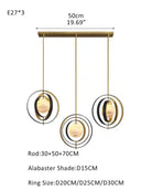 White Alabaster Round Ceiling Pendant Lamp - Gold & Bronze Rotatable Ring - Blushlighting