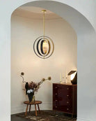 White Alabaster Round Ceiling Pendant Lamp - Gold & Bronze Rotatable Ring - 7 light - L70*W57*H71CM/L28"*W23"*H28" - SquareBlushlighting