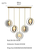 White Alabaster Round Ceiling Pendant Lamp - Gold & Bronze Rotatable Ring - Blushlighting
