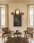 White Alabaster Round Ceiling Pendant Lamp - Gold & Bronze Rotatable Ring - Single - L70*W57*H71CM/L28"*W23"*H28"Blushlighting