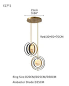 White Alabaster Round Ceiling Pendant Lamp - Gold & Bronze Rotatable Ring - Blushlighting