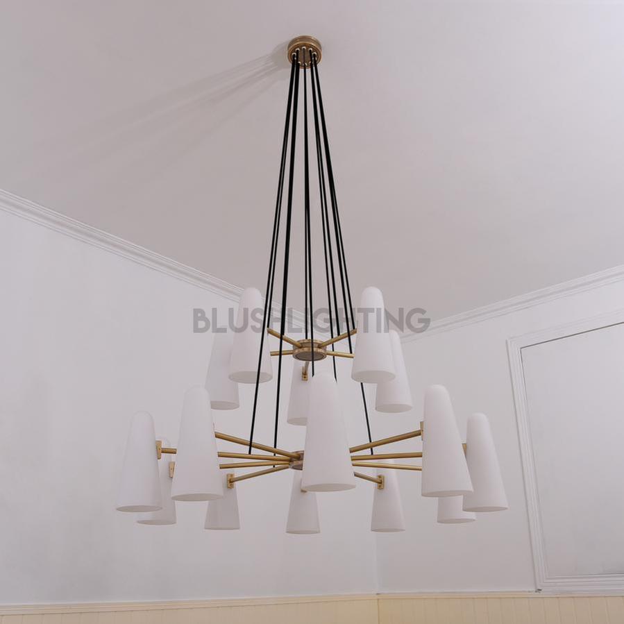 White Ceramics 2-Tier Round Chandelier 44",15-lights-Chandelier-Blushlighting-Blushlighting