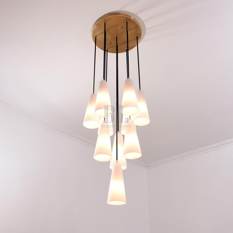 White Ceramics Round Chandelier 18" 10-light-Chandelier-Blushlighting-Blushlighting