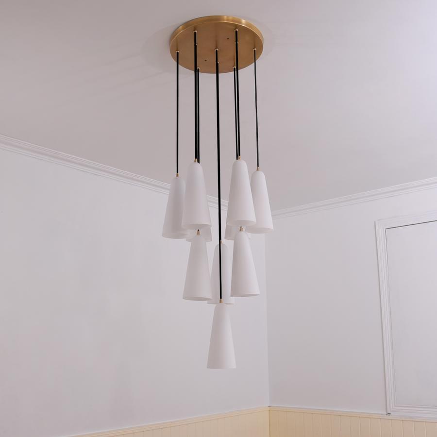 White Ceramics Round Chandelier 18" 10-light-Chandelier-Blushlighting-Blushlighting