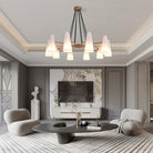 White Ceramics Round Chandelier 44", 10-lights-Chandelier-Blushlighting-Blushlighting