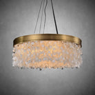 White Leaves Brass Framework Round Chandelier - Blushlighting