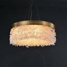 White Leaves Brass Framework Round Chandelier - Blushlighting