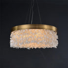 White Leaves Brass Framework Round Chandelier - Blushlighting