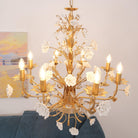 White Rose Crystal Chandelier - 6 lights ∅ 22.8″ x H 24.8″Gold & WhiteBlushlighting