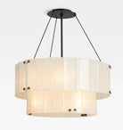 Willamette Glass Round Chandelier 2-Tier 32''-Bronze-White-Blushlighting