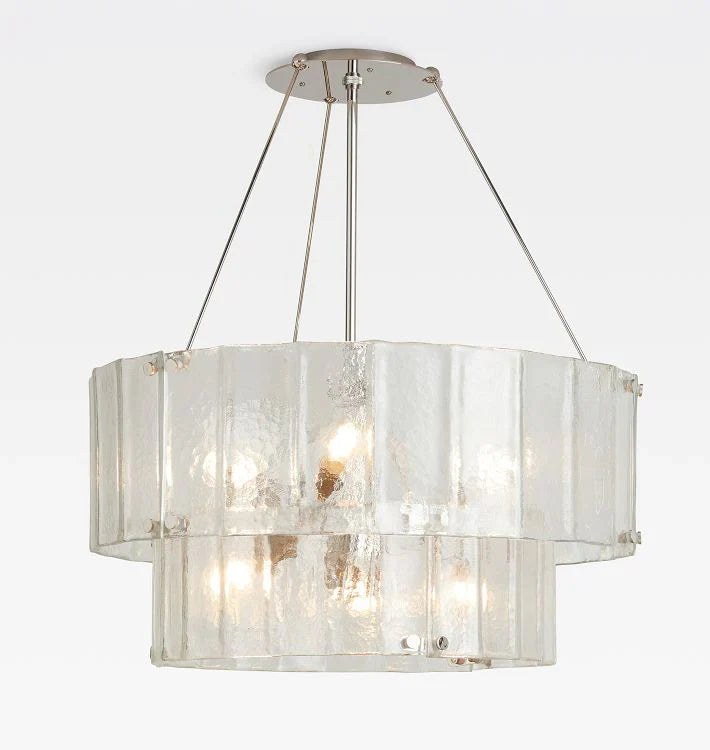 Willamette Glass Round Chandelier 2-Tier 32''-Nickel-Clear-Blushlighting