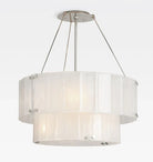 Willamette Glass Round Chandelier 2-Tier 32''-Nickel-Pearl White-Blushlighting