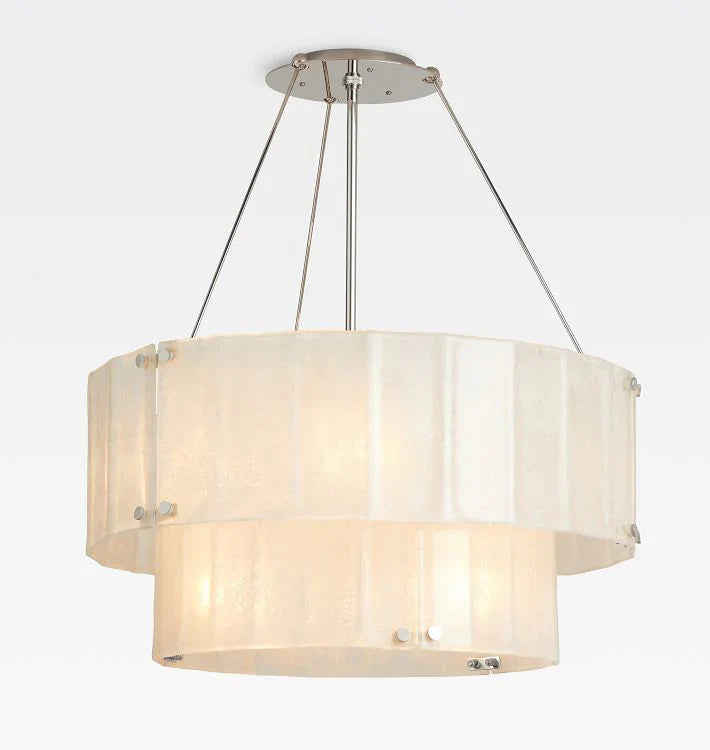 Willamette Glass Round Chandelier 2-Tier 32''-Nickel-White-Blushlighting