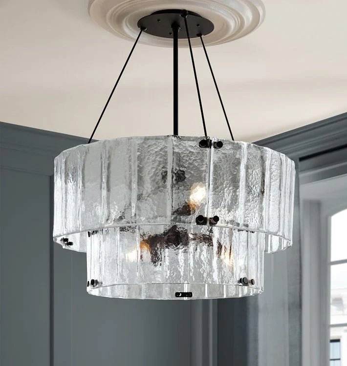 Willamette Glass Round Chandelier 2-Tier 32''-Blushlighting