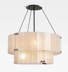 Willamette Glass Round Chandelier 2-Tier 32''-Bronze-Champagne-Blushlighting